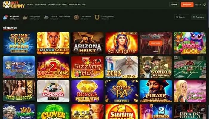 Bets Bunny Casino website screenshot