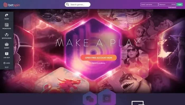 Betspin Casino website screenshot
