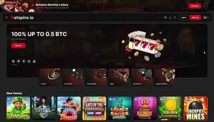 Betspins Casino website screenshot
