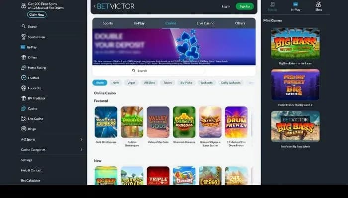 Betvictor Casino UK website screenshot