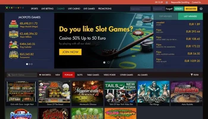 Betvuvu Casino website screenshot