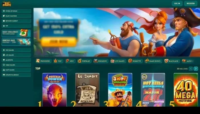 BigPirate Casino website screenshot