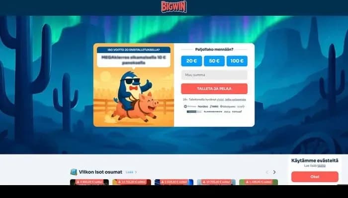 Bigwin Casino website screenshot