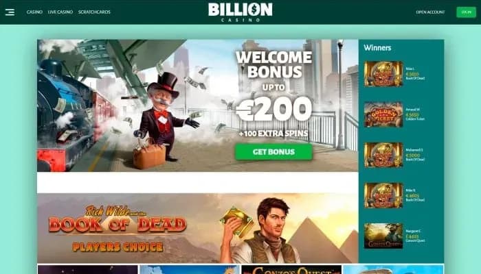 Billion Casino website screenshot