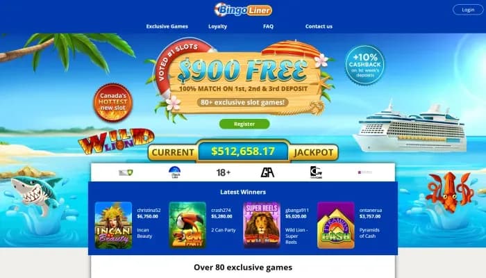 Bingo Liner Casino website screenshot