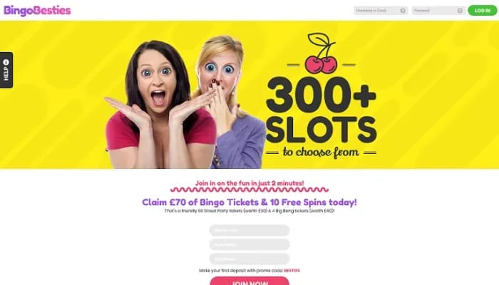 BingoBesties Casino website screenshot