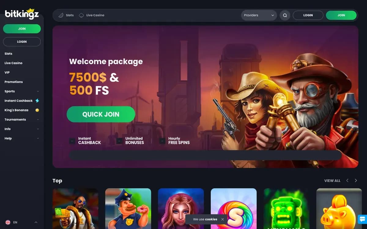 Bitkingz Casino website screenshot