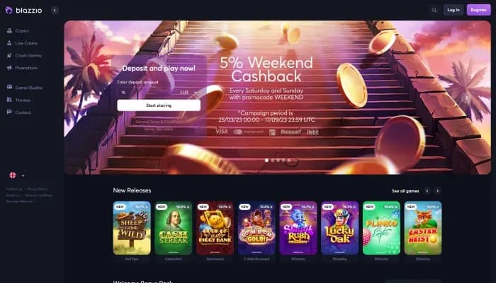 Blazzio Casino website screenshot