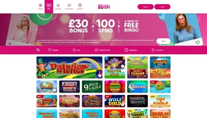 Blush Bingo Casino website screenshot