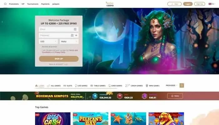 Boho Casino website screenshot