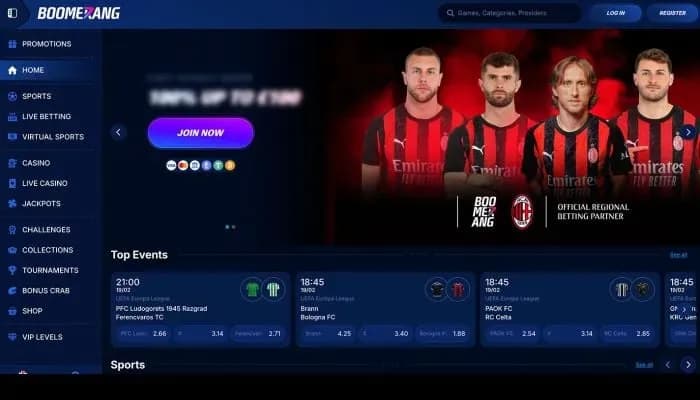 Boomerang-bet Casino website screenshot