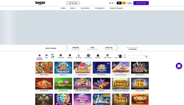 Boost Casino website screenshot
