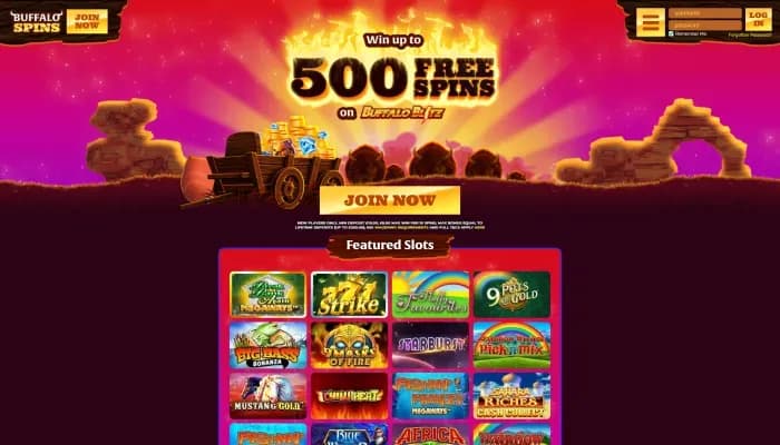 Buffalo Spins Casino website screenshot