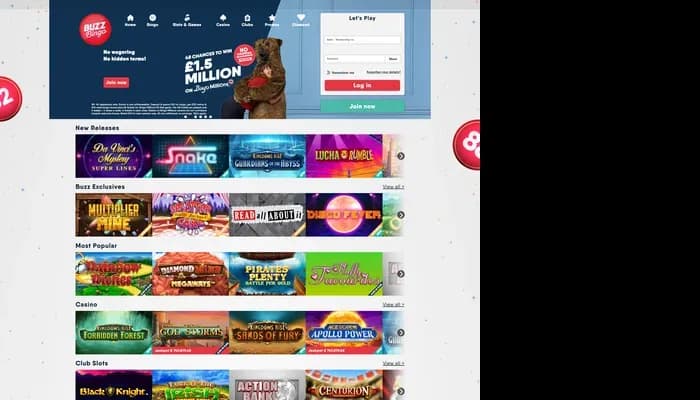 Buzz Bingo Casino website screenshot