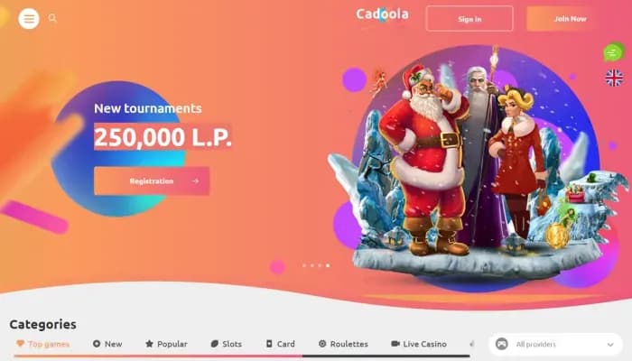 Cadoola Casino website screenshot