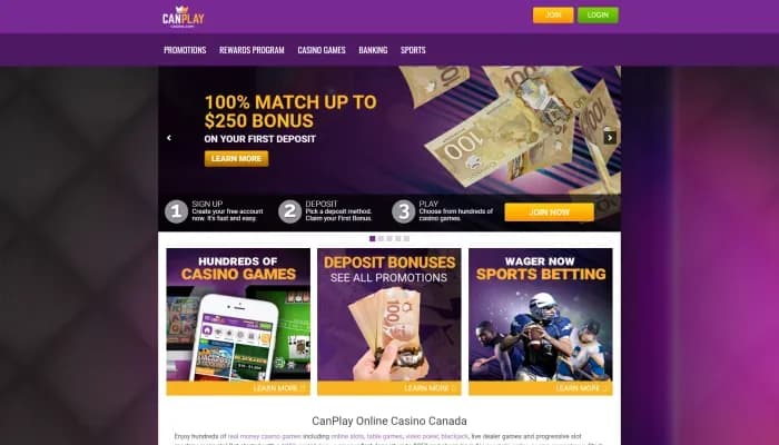 CanPlay Casino website screenshot