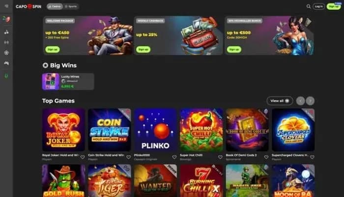 Capospin Casino website screenshot
