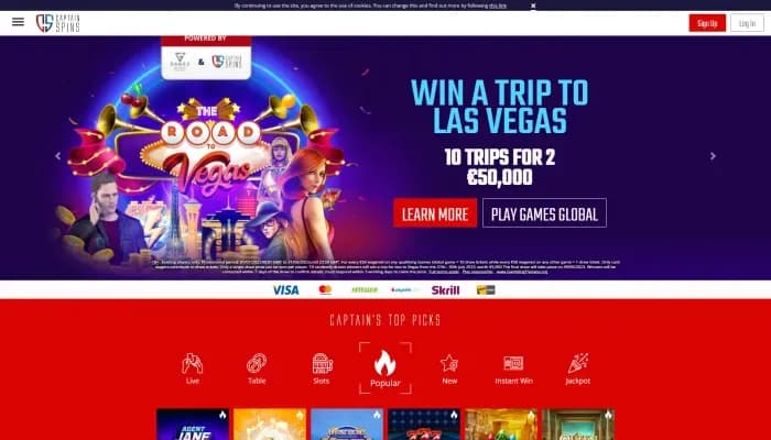 Captain Spins Casino website screenshot