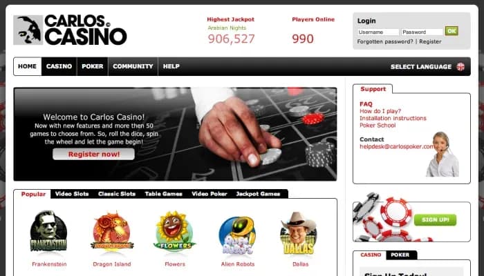 Carlos Place Casino website screenshot