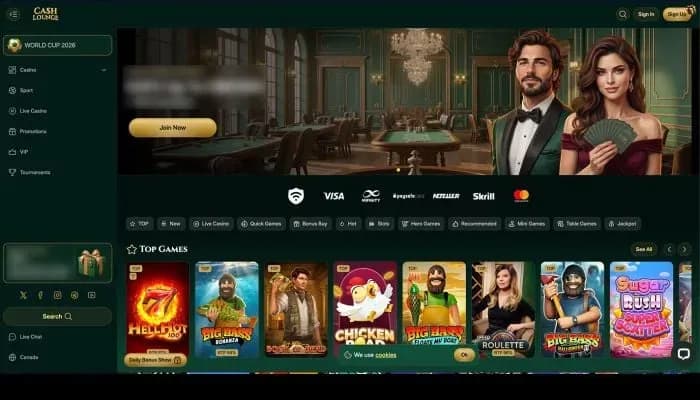 Cash Lounge Casino website screenshot