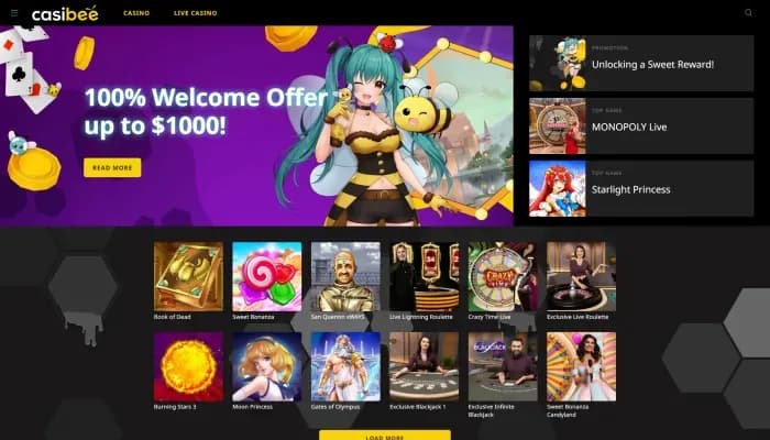 Casibee Casino website screenshot