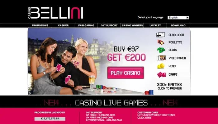 Casino Bellini website screenshot