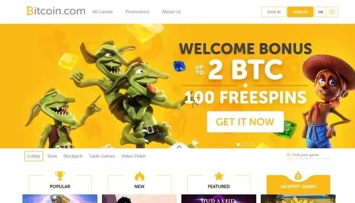 Casino Bitcoin.com website screenshot