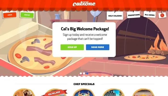 Casino Calzone website screenshot
