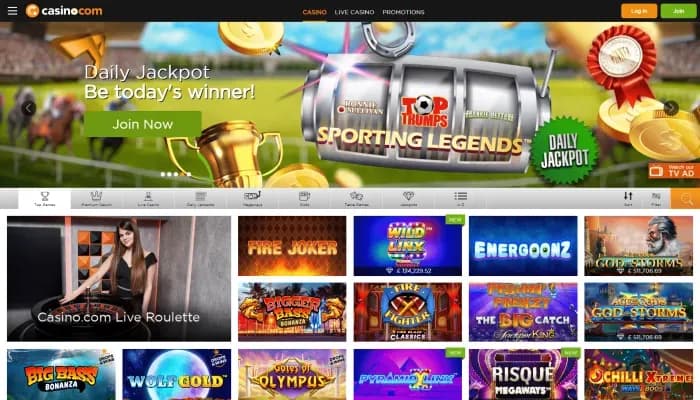 Casino.com website screenshot