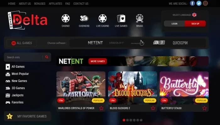 Casino Delta website screenshot