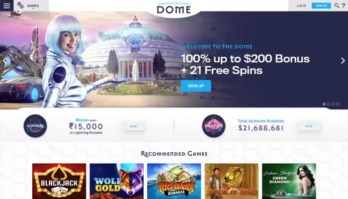 Casino Dome website screenshot