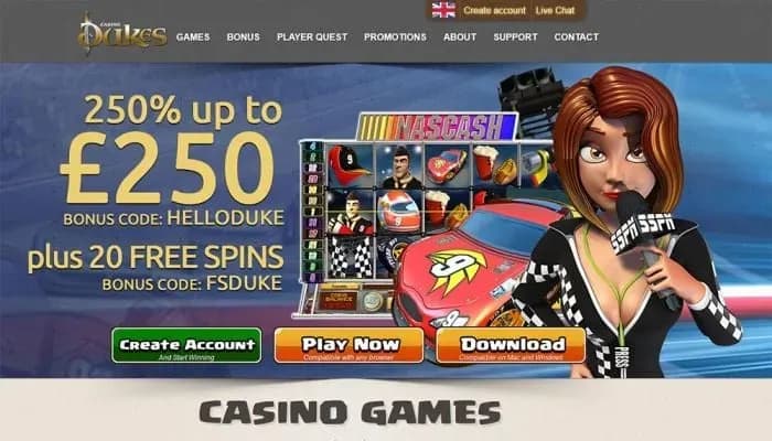 Casino Dukes website screenshot