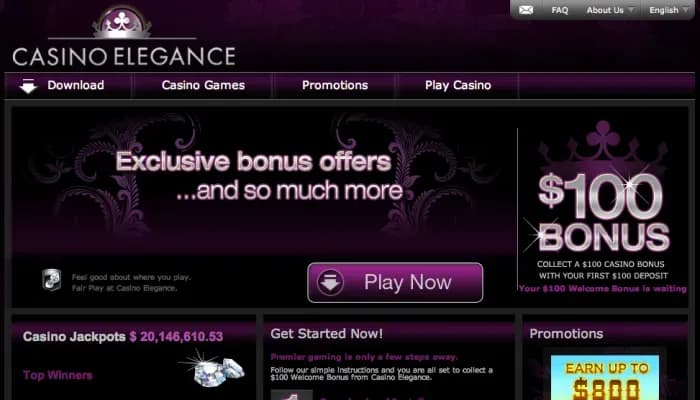 Casino Elegance website screenshot