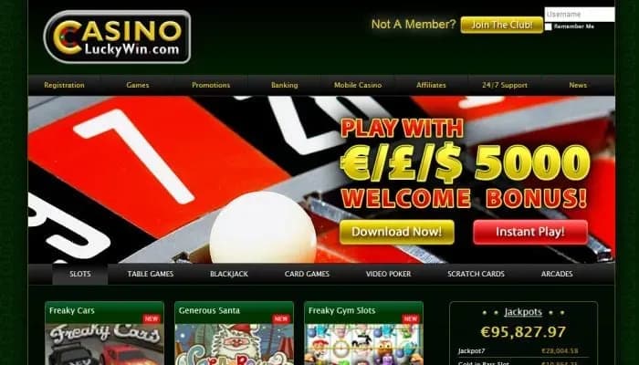 Casino Lucky Win website screenshot
