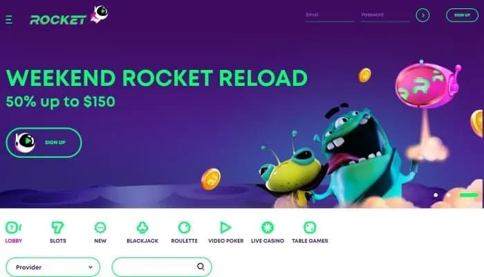 Casino Rocket website screenshot