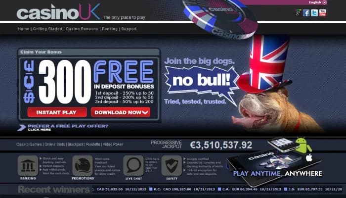Casino UK website screenshot