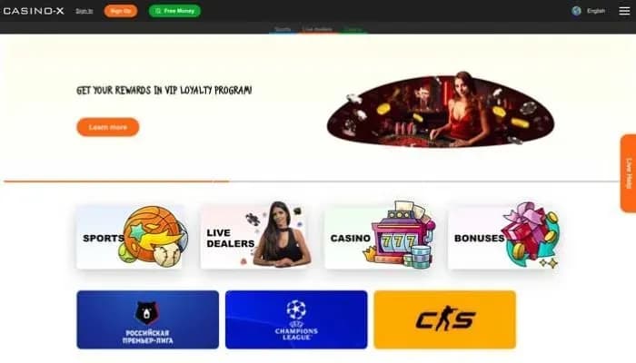 Casino X website screenshot