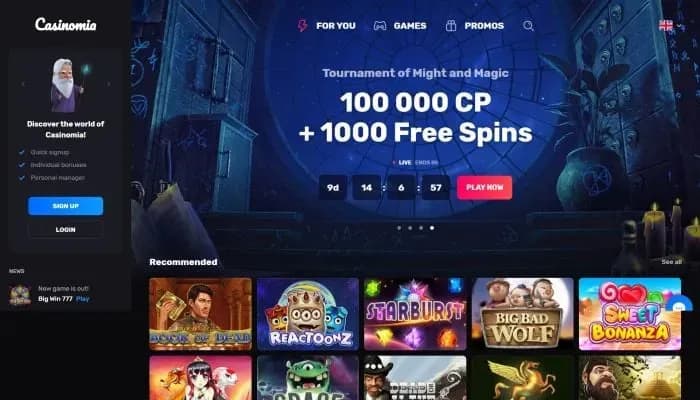 Casinomia Casino website screenshot