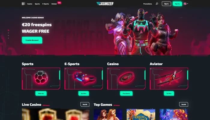 Casinozer Casino website screenshot