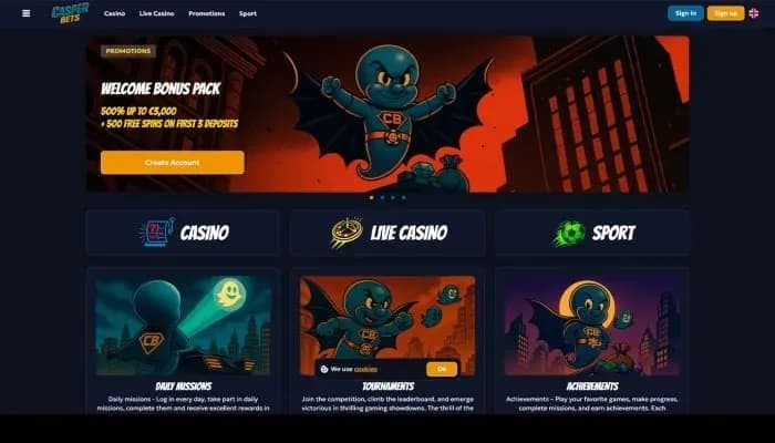 Casper Bets Casino website screenshot