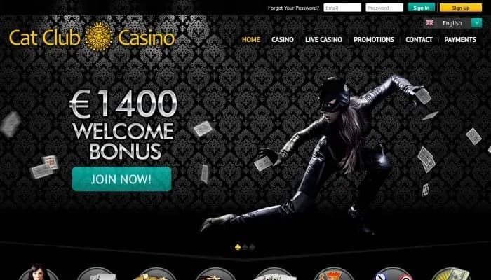Cat Club Casino website screenshot