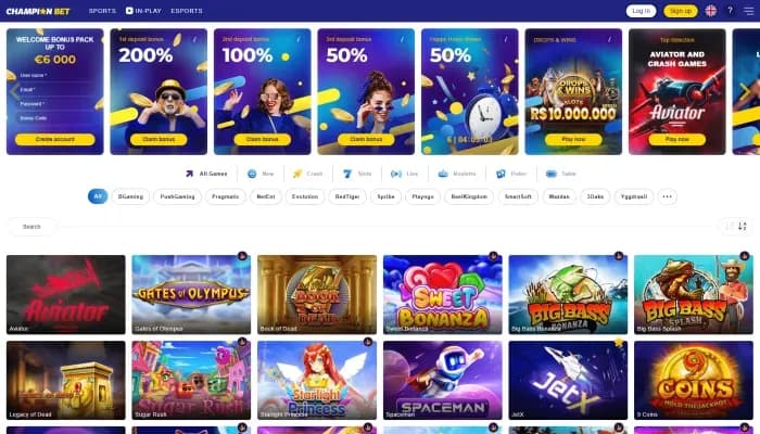 ChampionBet Casino website screenshot
