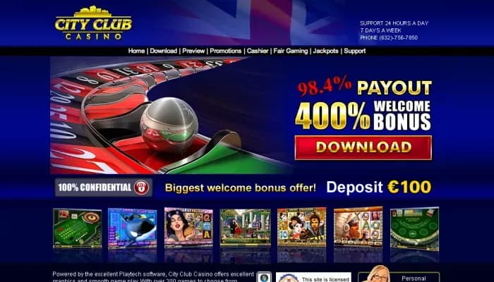 City Club Casino website screenshot