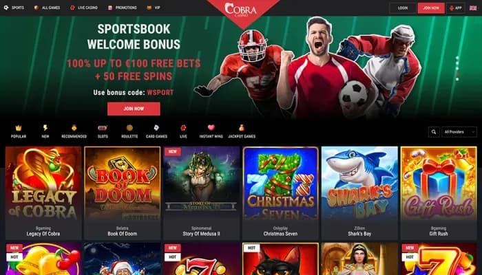 Cobra Casino website screenshot