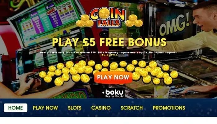 CoinFalls Casino website screenshot