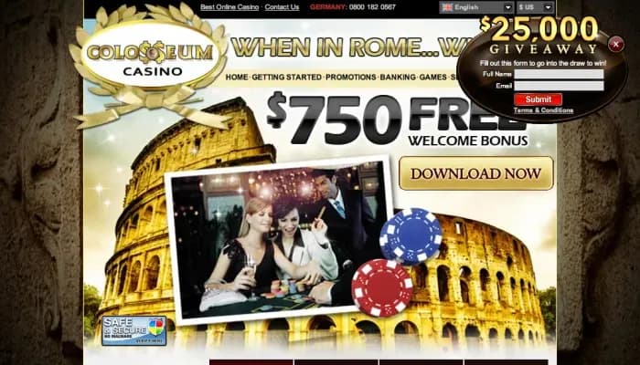 Colosseum Casino website screenshot