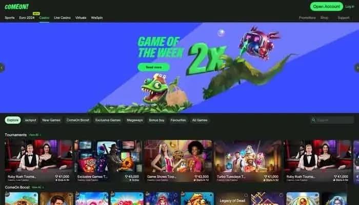 ComeOn! Casino website screenshot