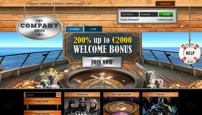 Company Casino website screenshot
