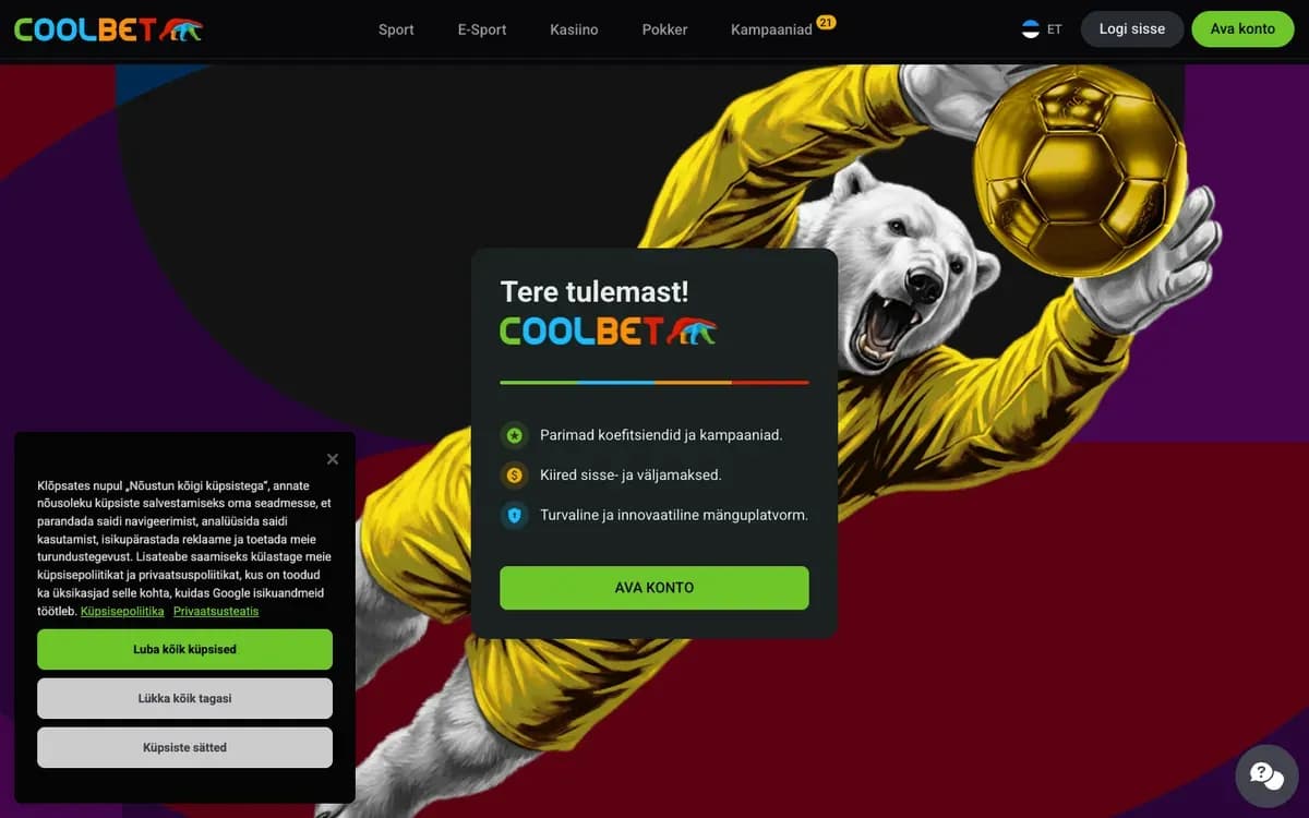 Coolbet Casino website screenshot