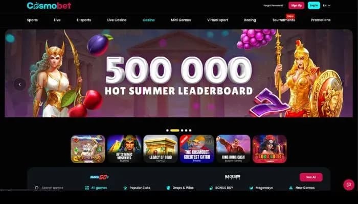 Cosmobet Casino website screenshot